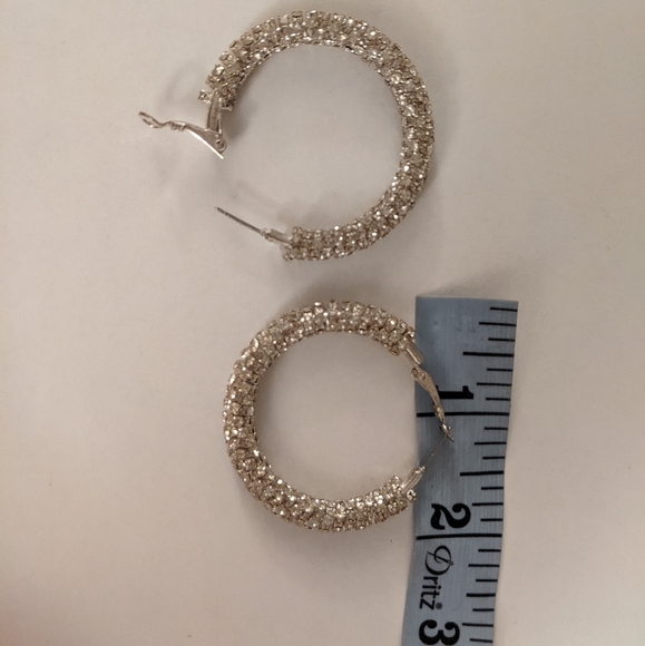 Crystal encrusted hoop earrings - Picture 2 of 3